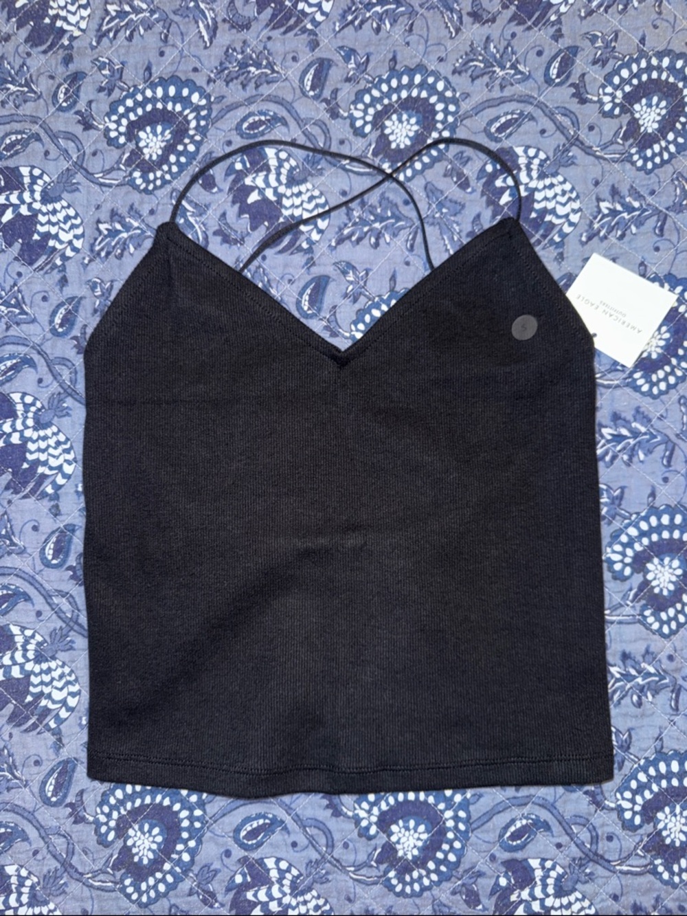 American Eagle Outfitters Black V-Neck Ribbed Cami